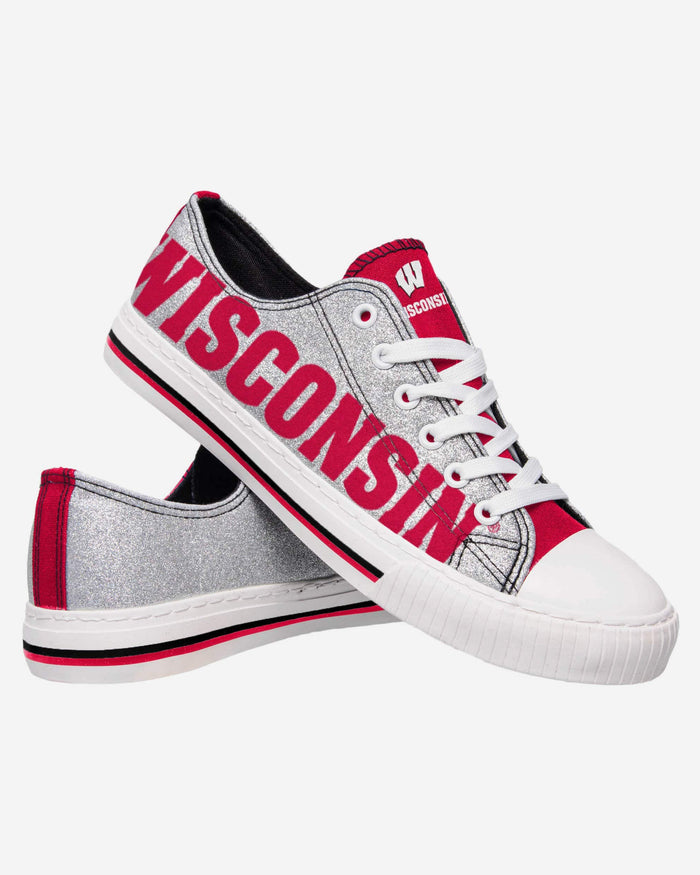 Wisconsin Badgers Womens Glitter Low Top Canvas Shoe FOCO - FOCO.com
