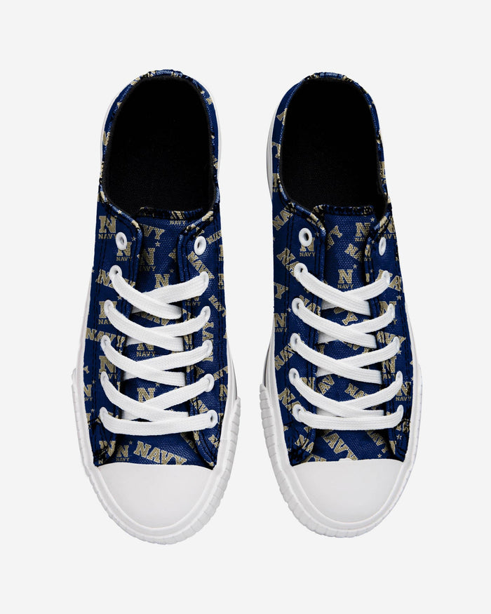 Navy Midshipmen Womens Low Top Repeat Print Canvas Shoe FOCO - FOCO.com