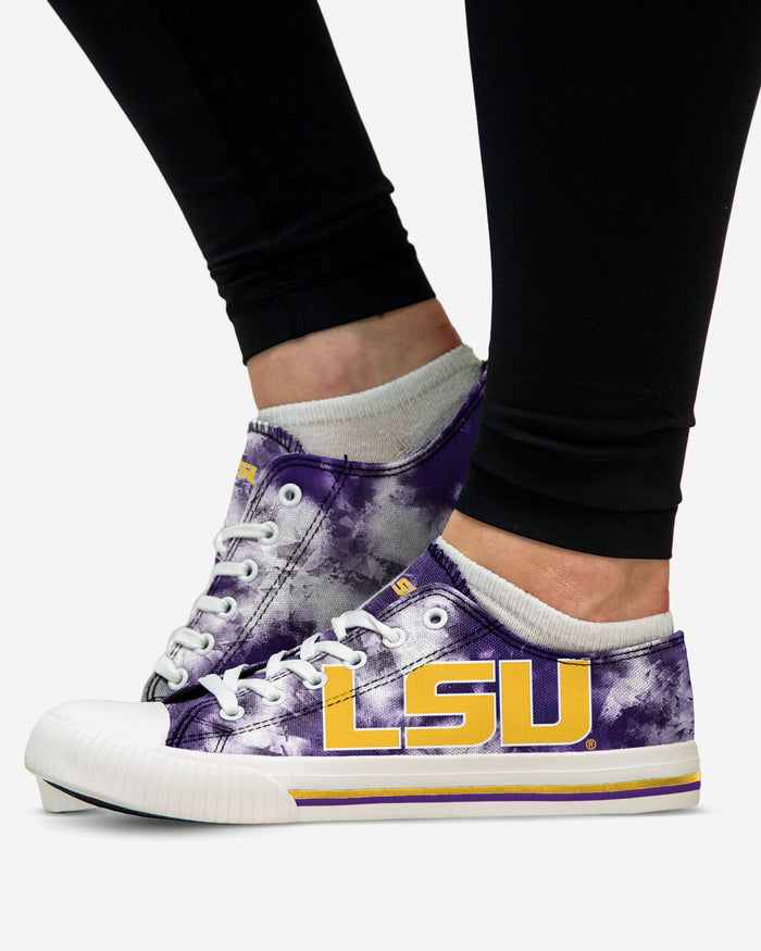 LSU Tigers Womens Low Top Tie-Dye Canvas Shoe FOCO - FOCO.com
