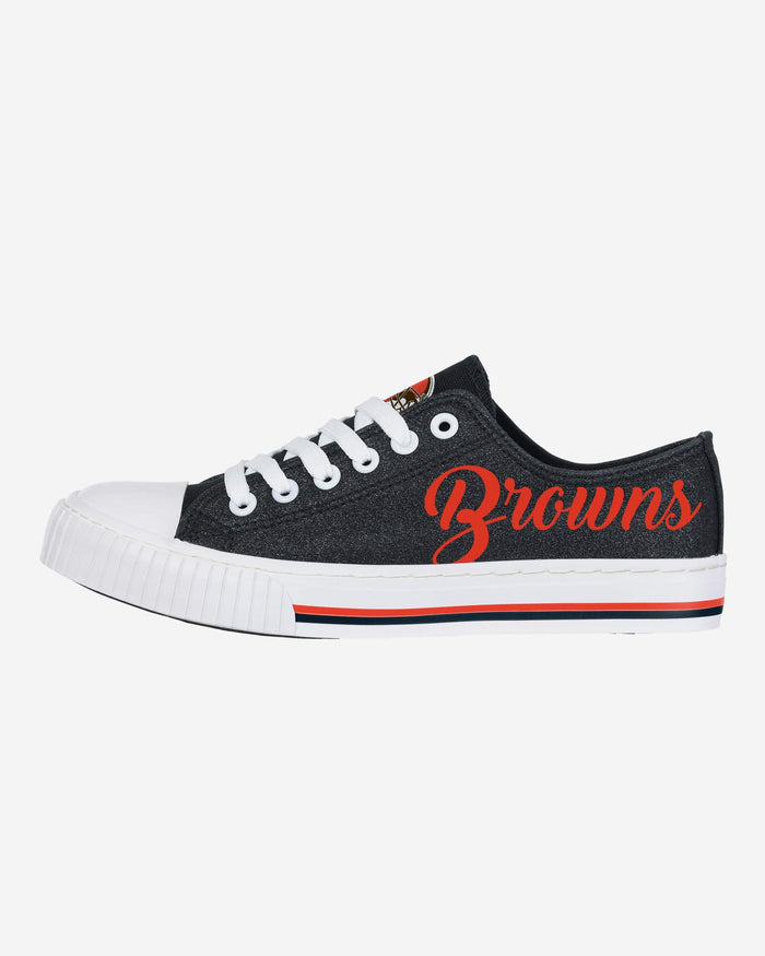 Cleveland Browns Womens Color Glitter Low Top Canvas Shoes FOCO 6 - FOCO.com