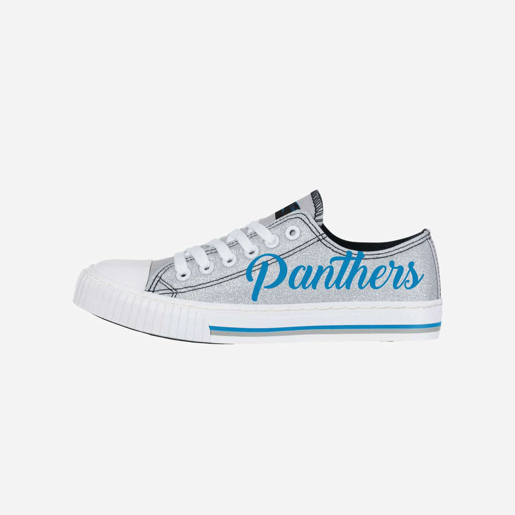 Carolina Panthers Womens Color Glitter Low Top Canvas Shoes FOCO 6 - FOCO.com