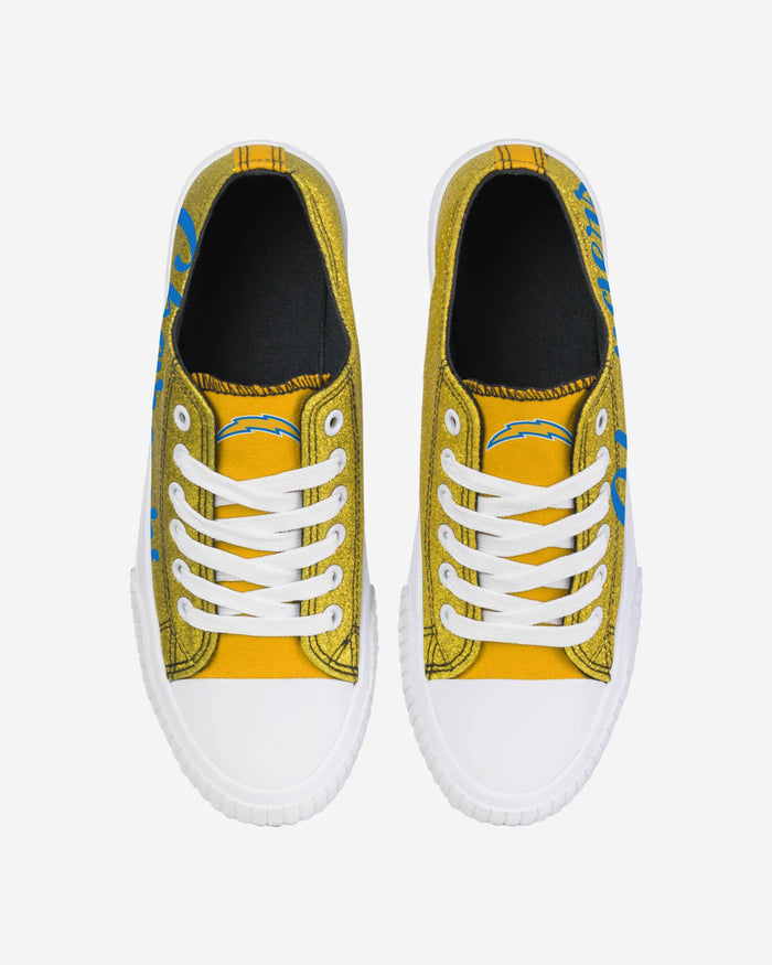 Los Angeles Chargers Womens Color Glitter Low Top Canvas Shoes FOCO - FOCO.com
