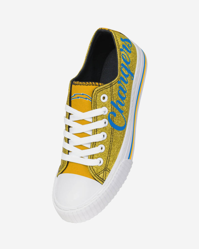 Los Angeles Chargers Womens Color Glitter Low Top Canvas Shoes FOCO - FOCO.com