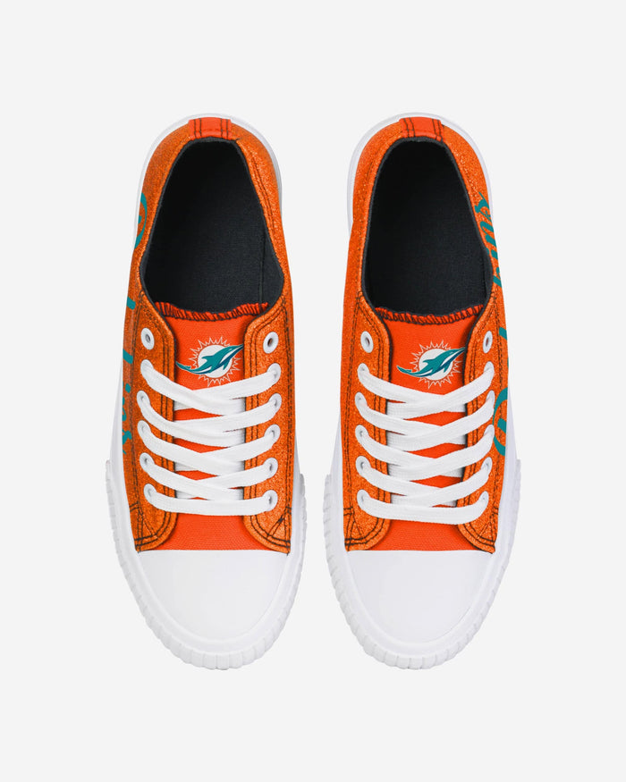 Miami Dolphins Womens Color Glitter Low Top Canvas Shoes FOCO - FOCO.com