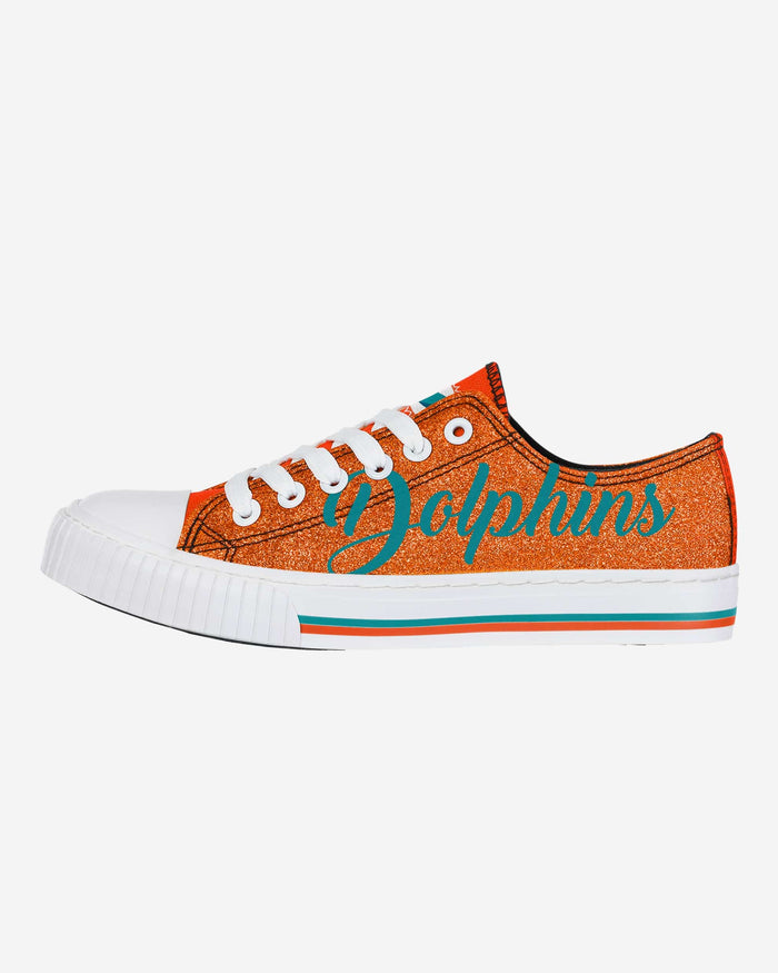 Miami Dolphins Womens Color Glitter Low Top Canvas Shoes FOCO 6 - FOCO.com