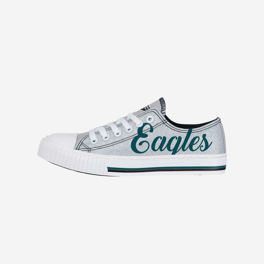 Philadelphia Eagles Womens Color Glitter Low Top Canvas Shoes FOCO 6 - FOCO.com
