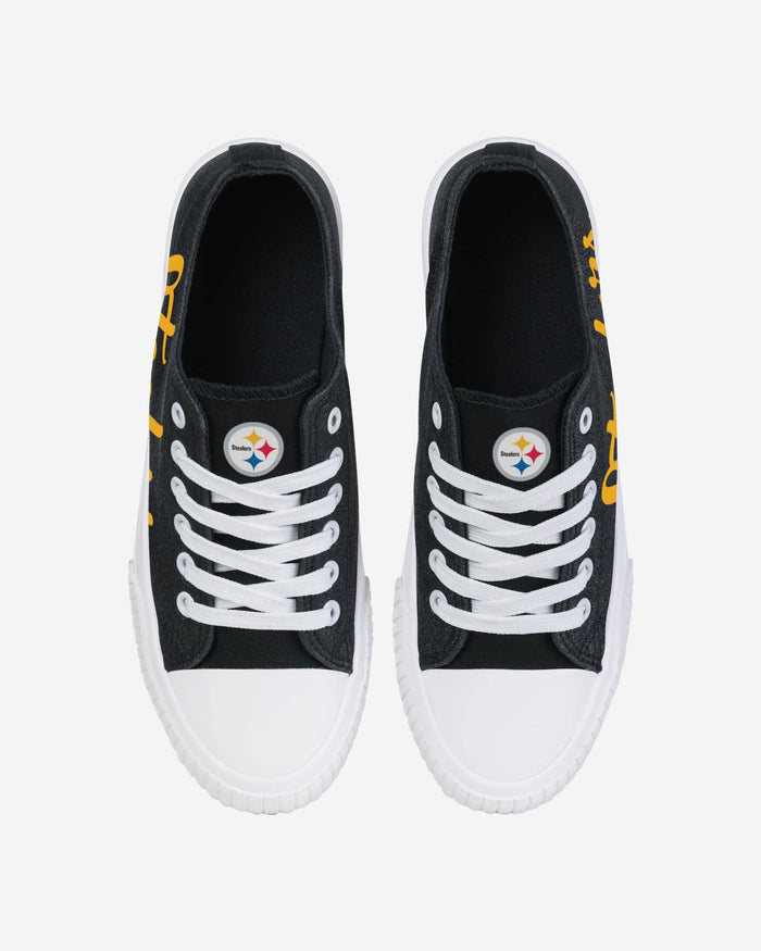 Pittsburgh Steelers Womens Color Glitter Low Top Canvas Shoes FOCO - FOCO.com