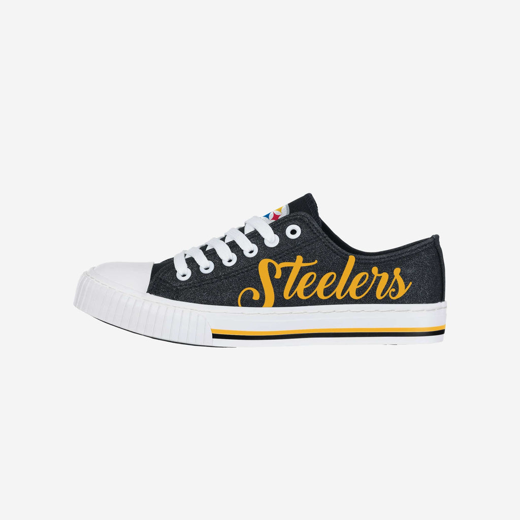 Pittsburgh Steelers Womens Color Glitter Low Top Canvas Shoes FOCO 6 - FOCO.com