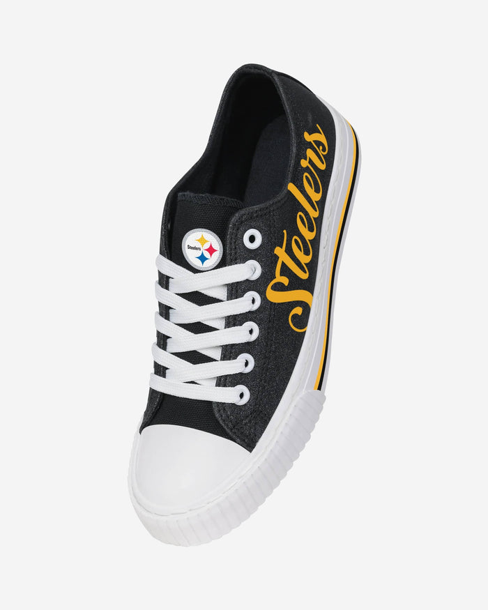 Pittsburgh Steelers Womens Color Glitter Low Top Canvas Shoes FOCO - FOCO.com