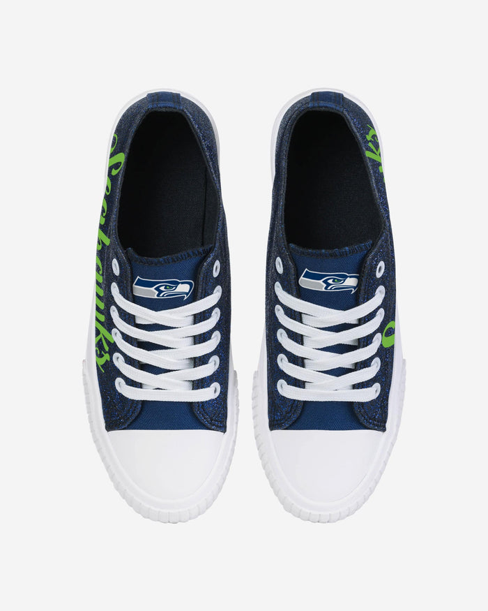 Seattle Seahawks Womens Color Glitter Low Top Canvas Shoes FOCO - FOCO.com