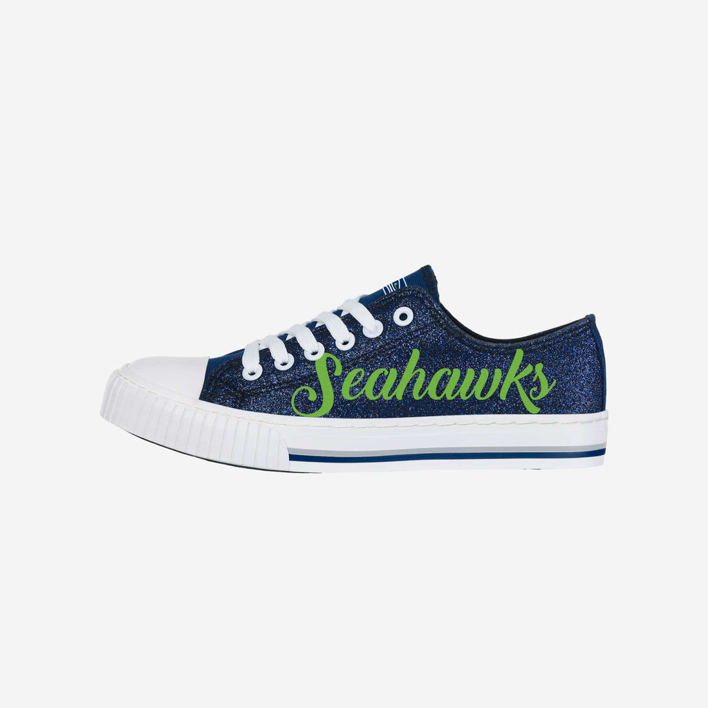 Seattle Seahawks Womens Color Glitter Low Top Canvas Shoes FOCO 6 - FOCO.com