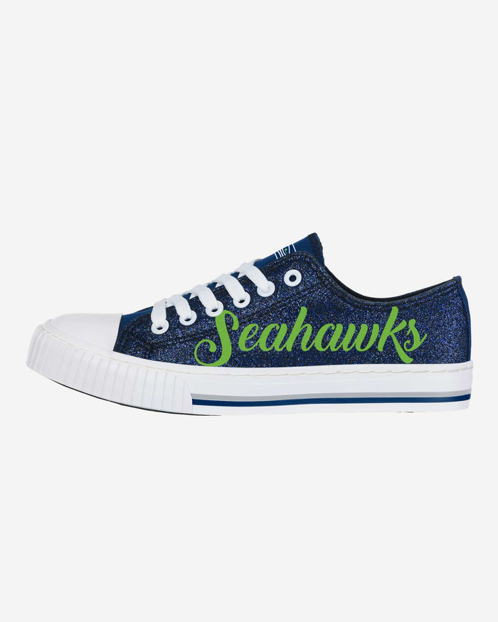 Seattle Seahawks Womens Color Glitter Low Top Canvas Shoes FOCO 6 - FOCO.com