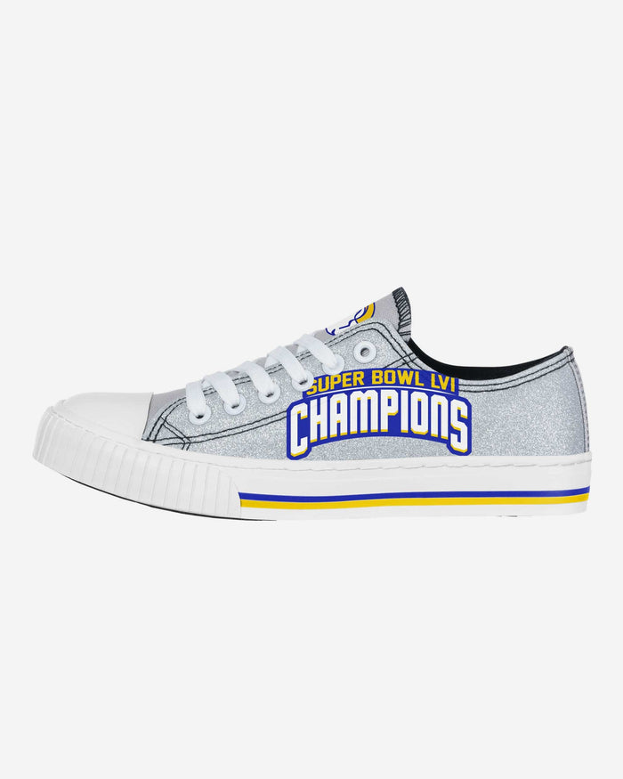 Los Angeles Rams Super Bowl LVI Champions Glitter Low Top Canvas Shoe FOCO 6 - FOCO.com
