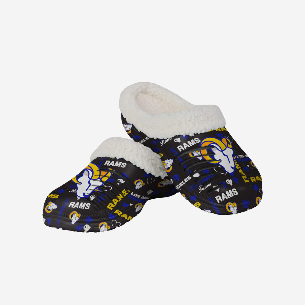 La Rams Clogs Los Angeles Rams Womens Sherpa Lined Logo Love Clog FOCO