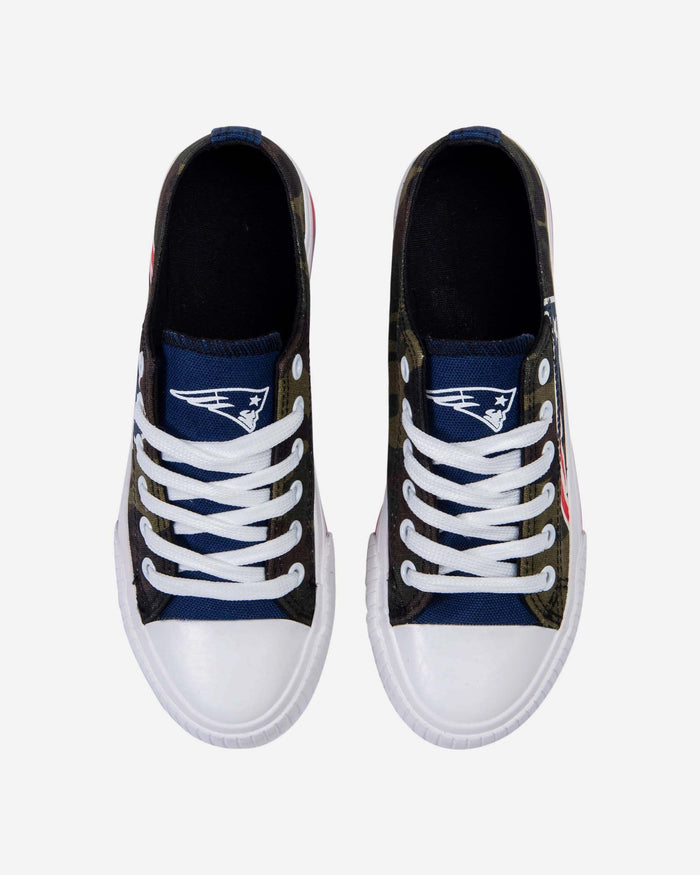 New England Patriots Womens Camo Low Top Canvas Shoe FOCO - FOCO.com