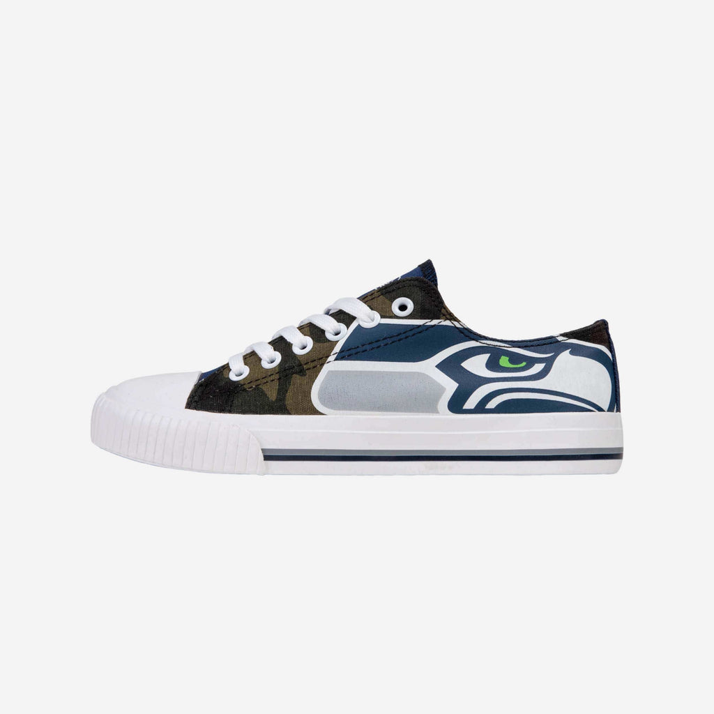 Seattle Seahawks Womens Camo Low Top Canvas Shoe FOCO 6 - FOCO.com