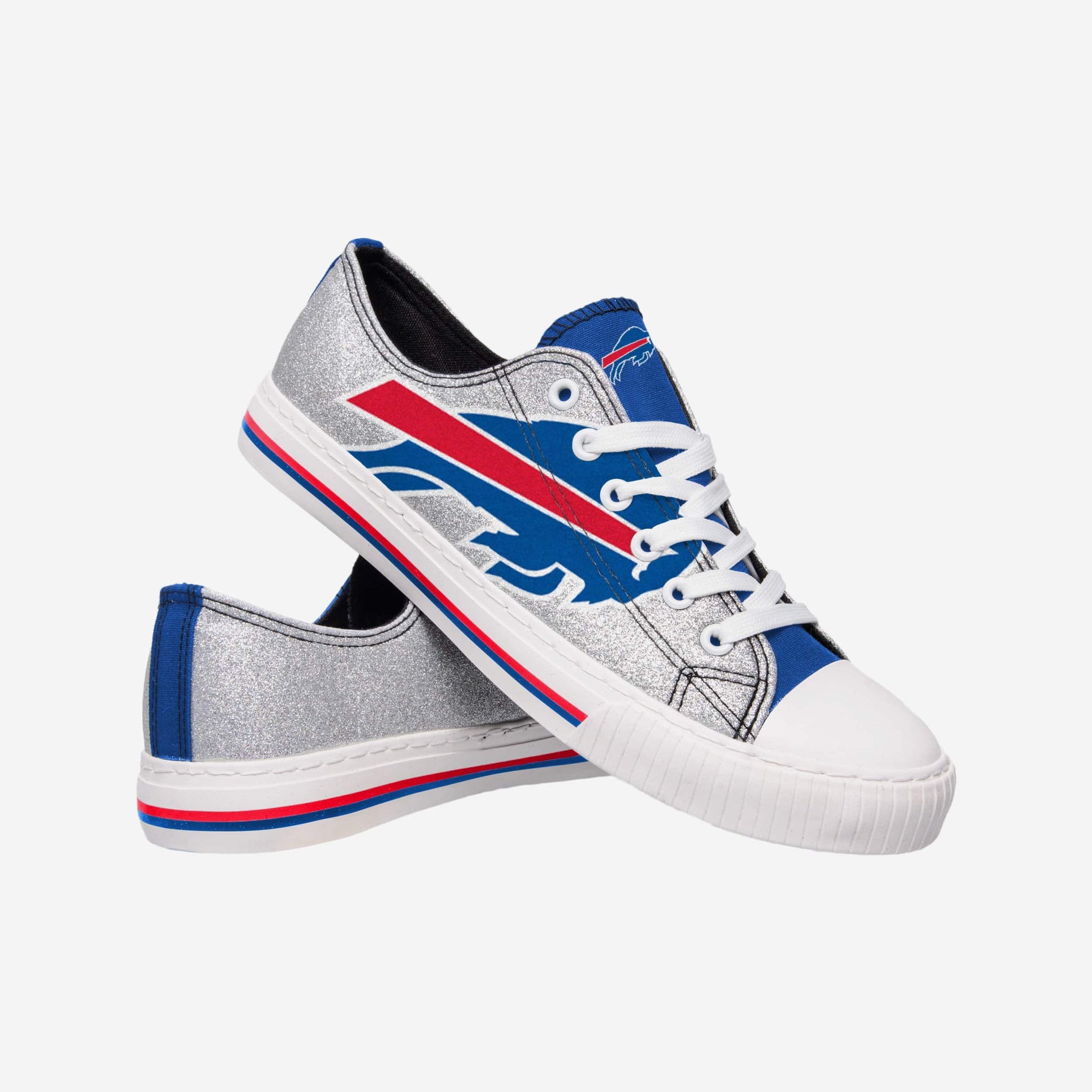 FOCO Buffalo Bills NFL Womens Glitter Low Top Canvas Shoes - 9XL FOCO Buffalo Bills NFL Womens Glitter Low Top Canvas Shoes - 9XL
