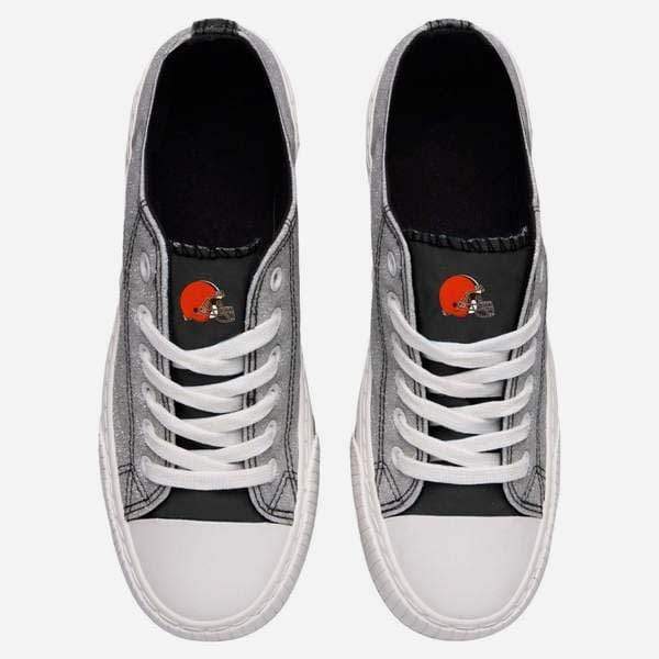 Cleveland Browns Womens Glitter Low Top Canvas Shoe FOCO - FOCO.com