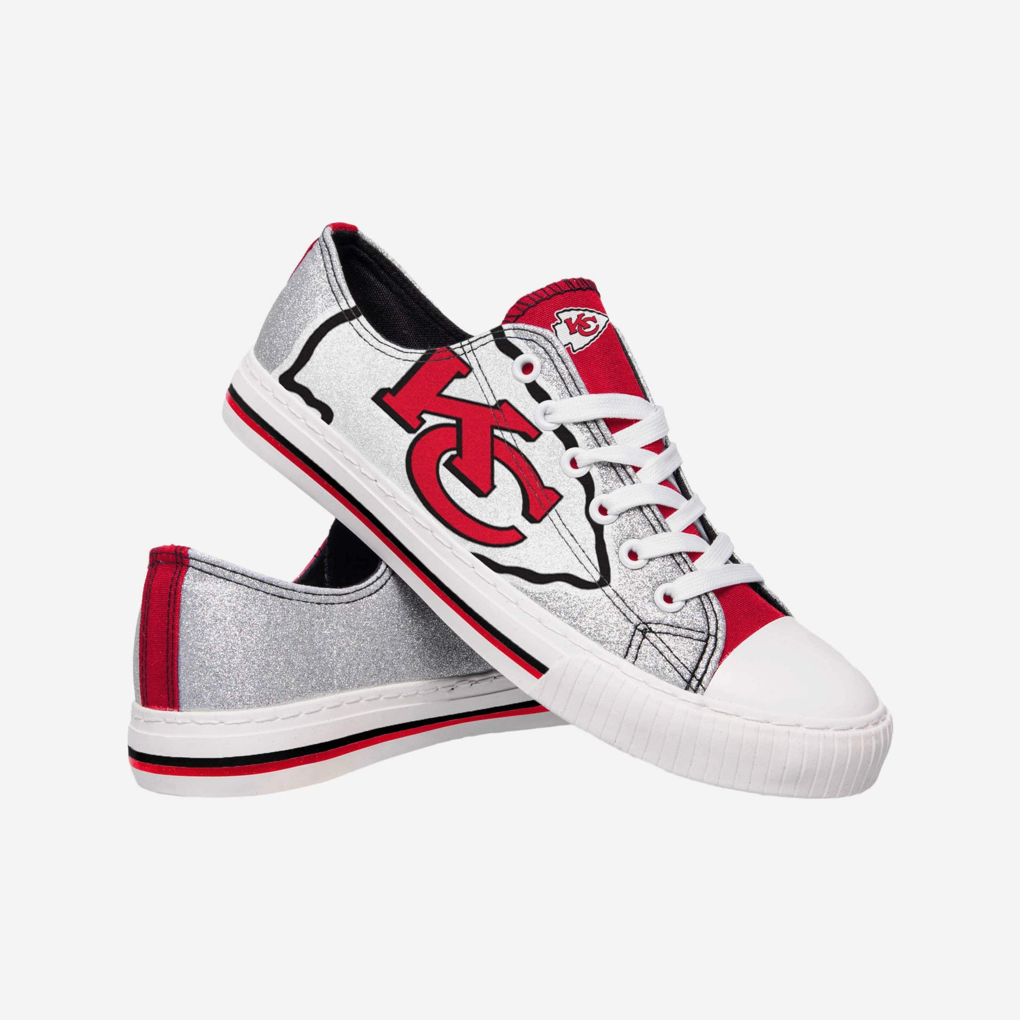 Kansas City Chiefs Womens Glitter Low Top Canvas Shoe, Size: XL