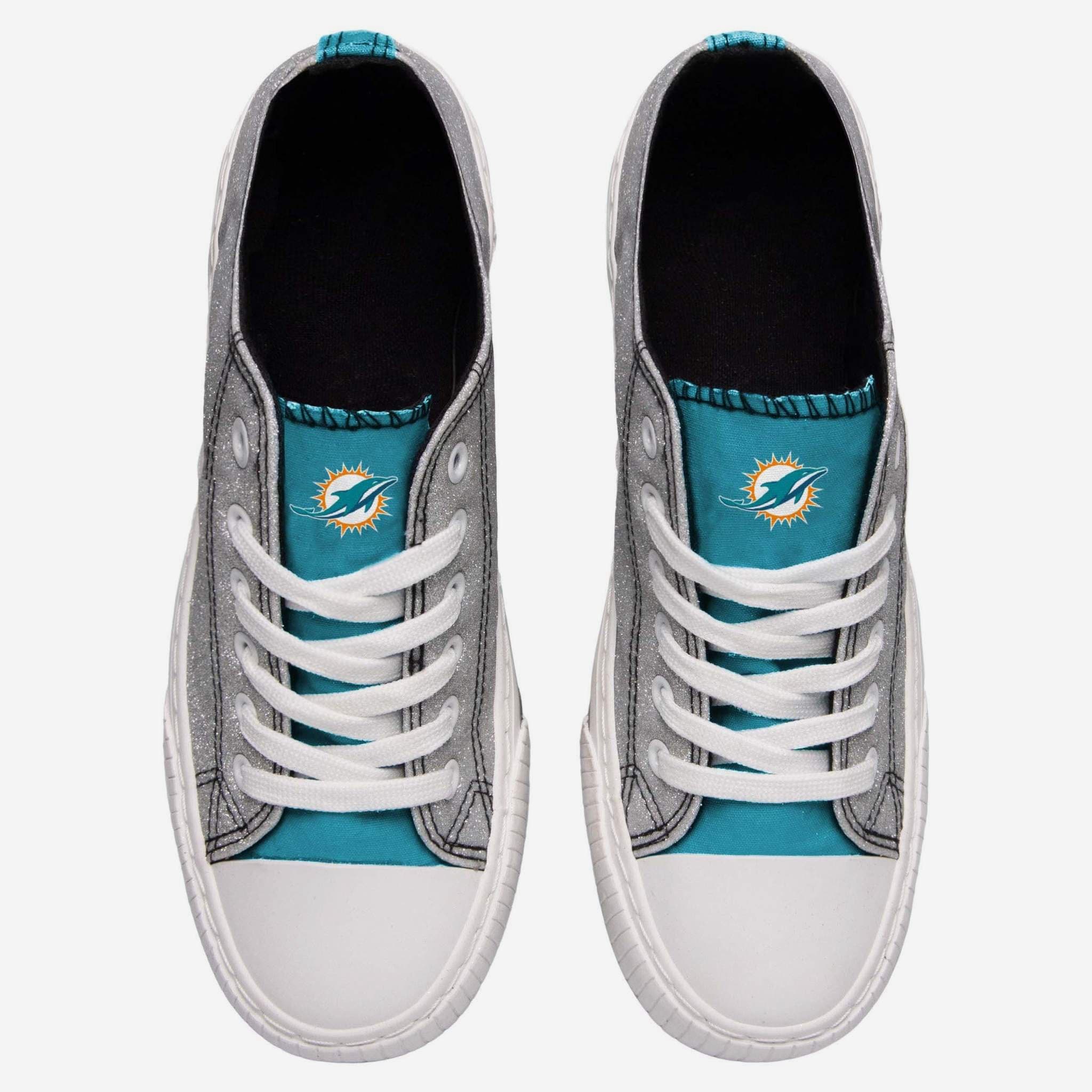  FOCO Miami Dolphins NFL Womens Glitter Low Top Canvas