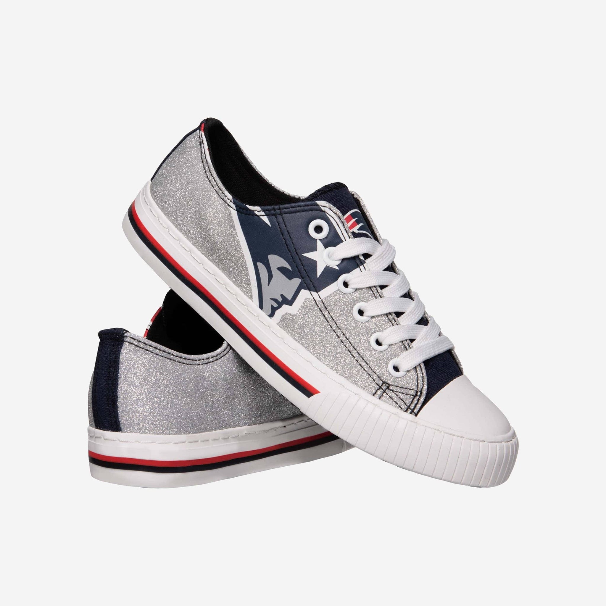 New England Patriots Womens Glitter Low Top Canvas Shoe
