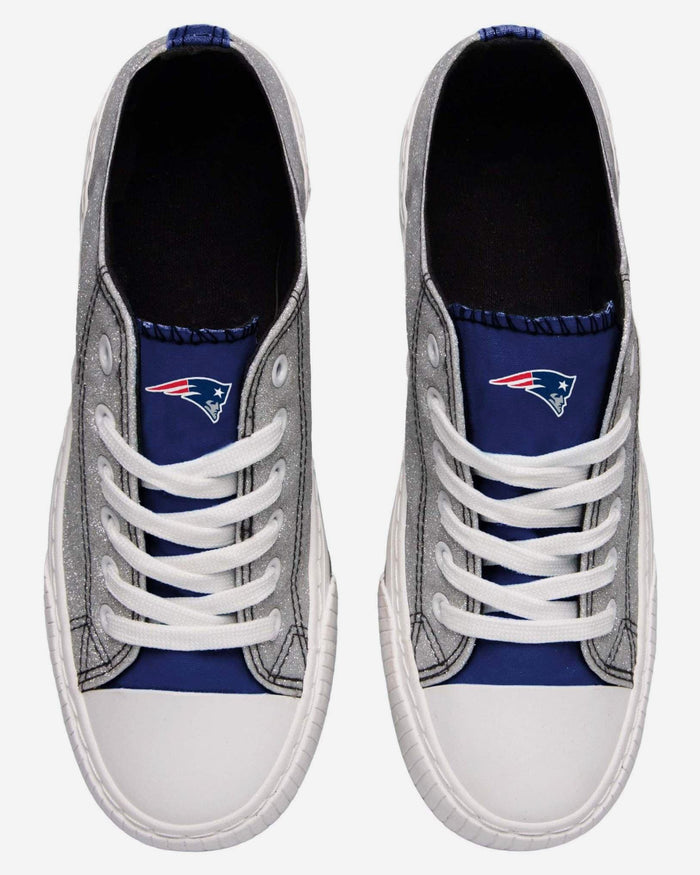 New England Patriots Womens Glitter Low Top Canvas Shoe FOCO - FOCO.com