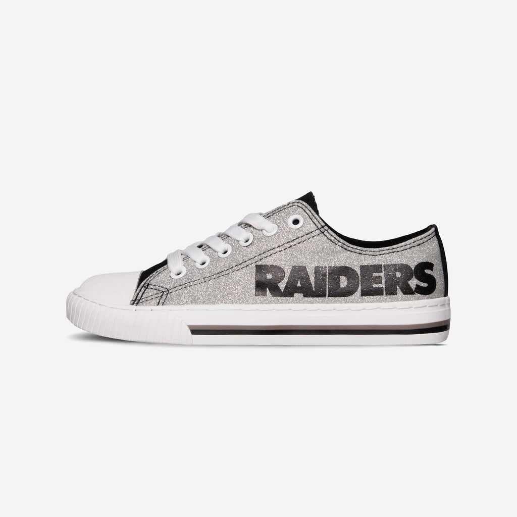 Las Vegas Raiders Womens Glitter Low Top Canvas Shoe FOCO - FOCO.com