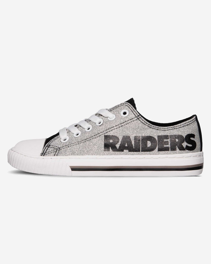 Las Vegas Raiders Womens Glitter Low Top Canvas Shoe FOCO - FOCO.com
