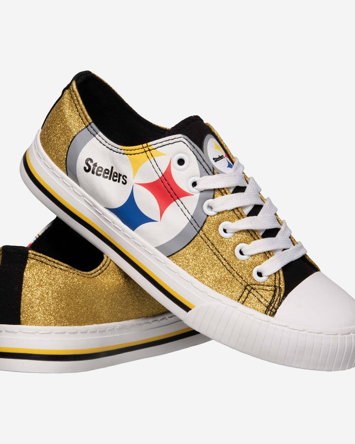 Pittsburgh Steelers Womens Glitter Low Top Canvas Shoe FOCO - FOCO.com