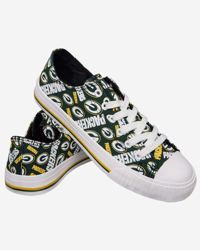 Green Bay Packers Womens Low Top Repeat Print Canvas Shoe FOCO - FOCO.com