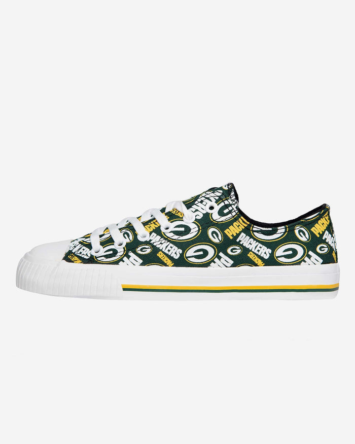 Green Bay Packers Womens Low Top Repeat Print Canvas Shoe FOCO - FOCO.com