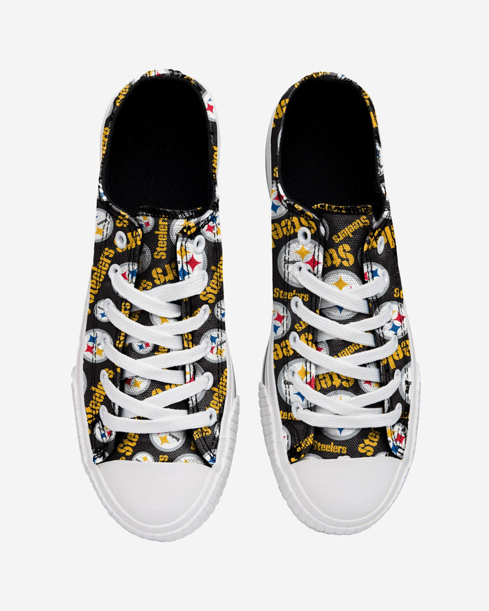 Pittsburgh Steelers Womens Low Top Repeat Print Canvas Shoe FOCO - FOCO.com