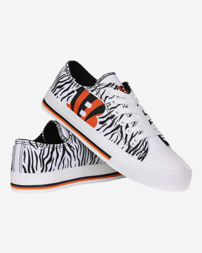 Cincinnati Bengals Womens White Stripe Low Top Canvas Shoe FOCO - FOCO.com
