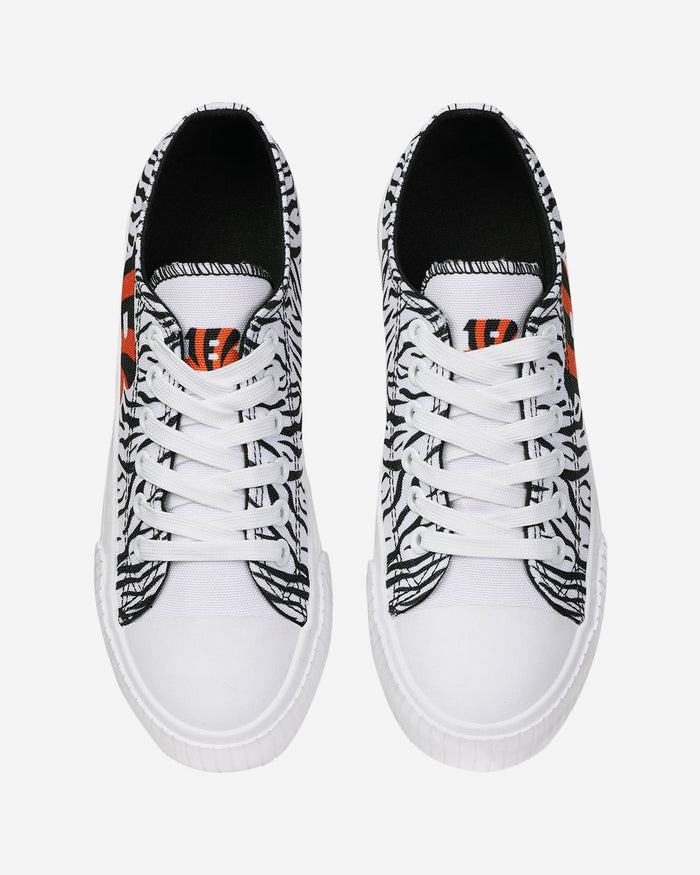 Cincinnati Bengals Womens White Stripe Low Top Canvas Shoe FOCO - FOCO.com