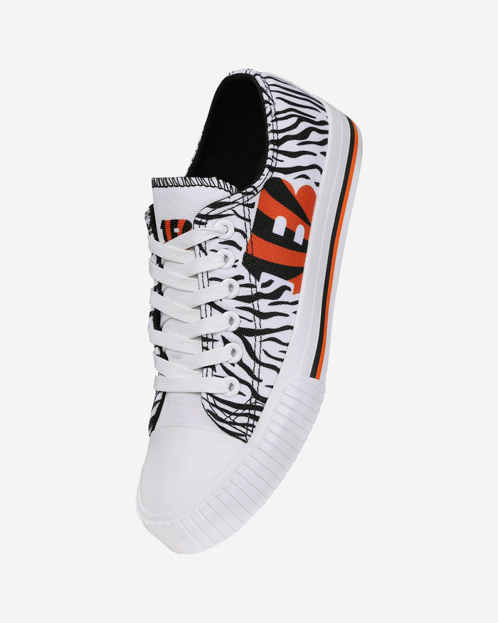 Cincinnati Bengals Womens White Stripe Low Top Canvas Shoe FOCO - FOCO.com