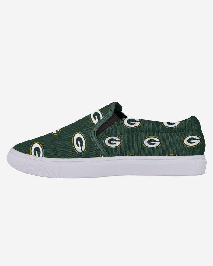 Green Bay Packers Womens Repeat Logo Slip On Canvas Shoe FOCO 6 - FOCO.com