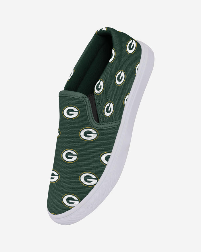 Green Bay Packers Womens Repeat Logo Slip On Canvas Shoe FOCO - FOCO.com
