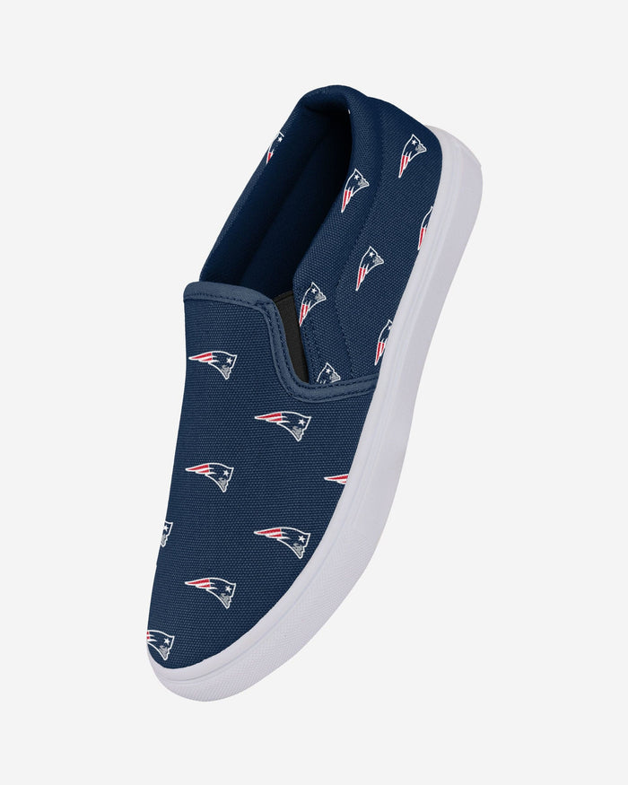 New England Patriots Womens Repeat Logo Slip On Canvas Shoe FOCO - FOCO.com