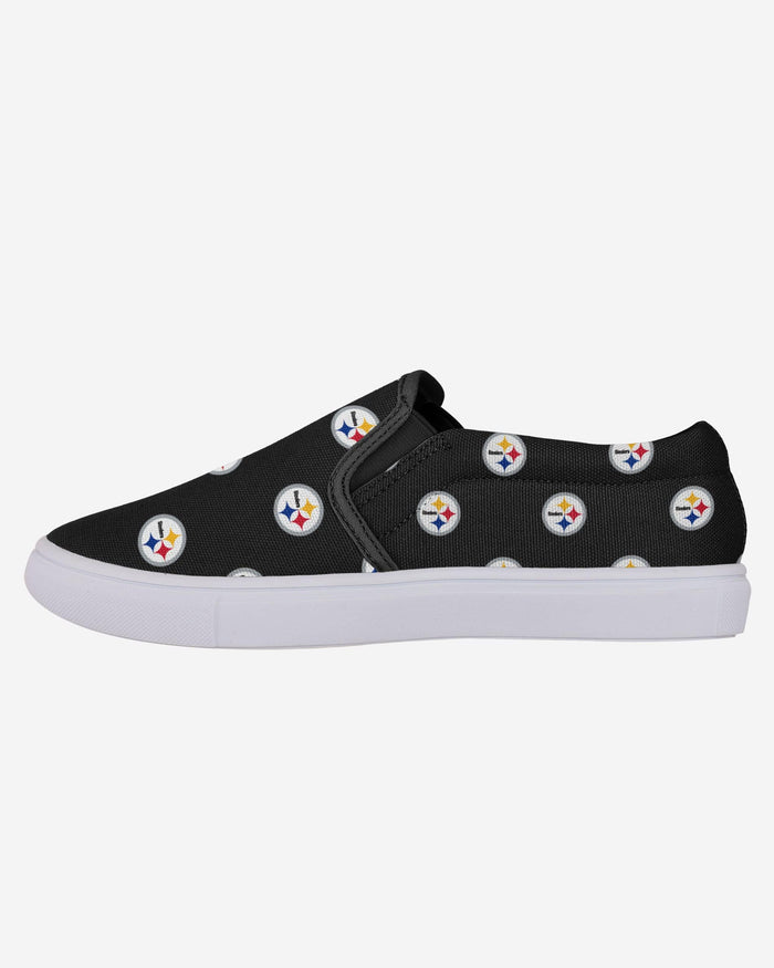 Pittsburgh Steelers Womens Repeat Logo Slip On Canvas Shoe FOCO 6 - FOCO.com