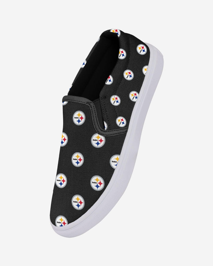 Pittsburgh Steelers Womens Repeat Logo Slip On Canvas Shoe FOCO - FOCO.com