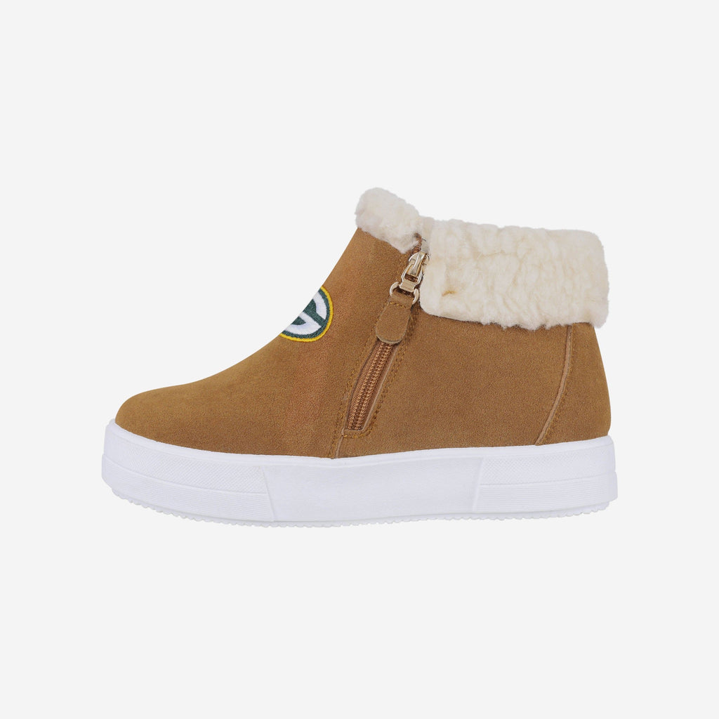 Green Bay Packers Womens Fuzzy Brim Zipper Boot FOCO 6 - FOCO.com