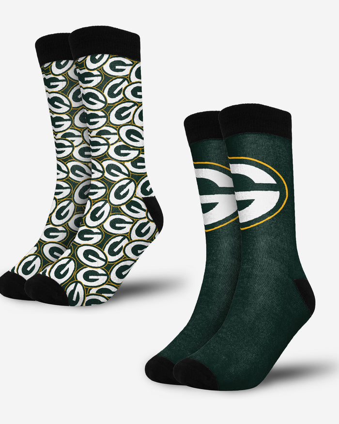 Green Bay Packers Primetime Blast Socks 2 Pack FOCO - FOCO.com