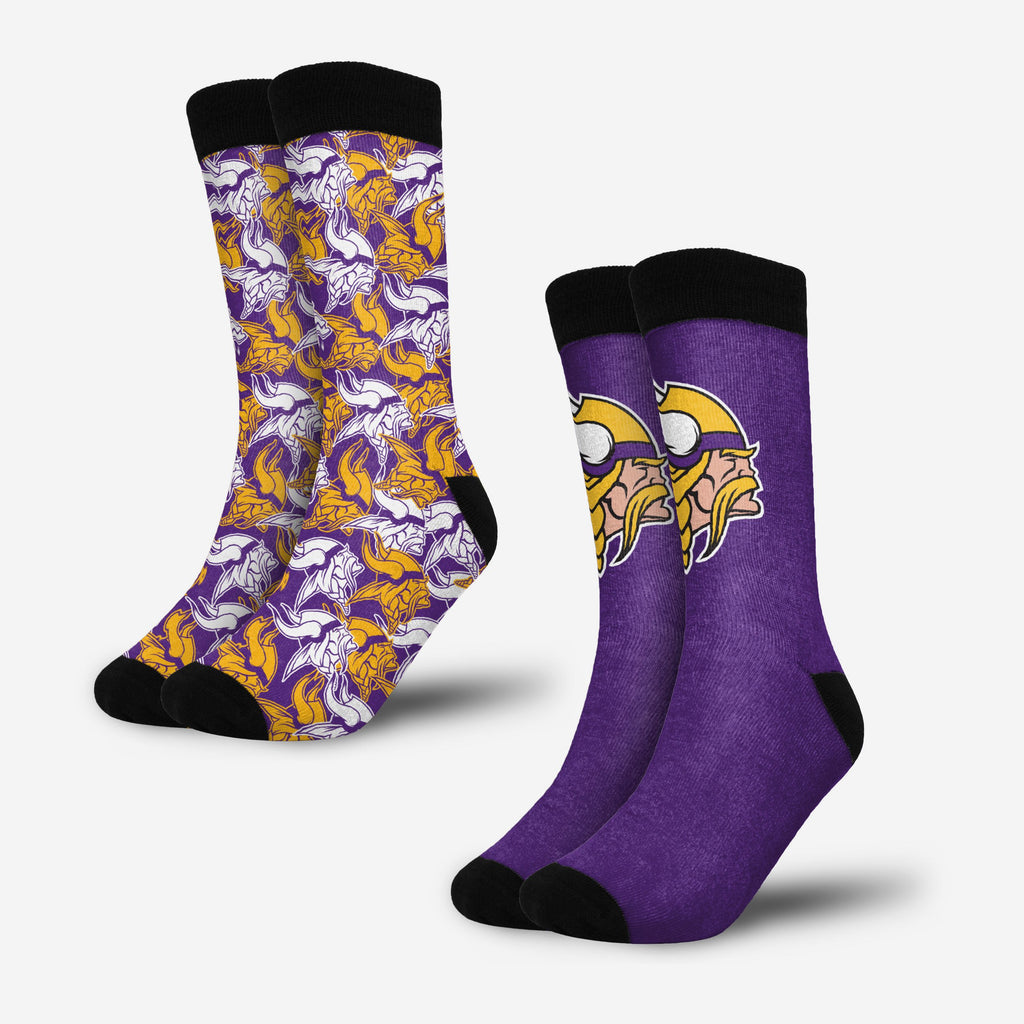 Minnesota Vikings Primetime Blast Socks 2 Pack FOCO - FOCO.com