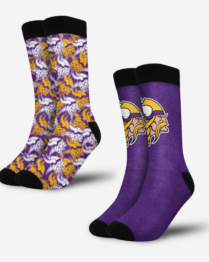Minnesota Vikings Primetime Blast Socks 2 Pack FOCO - FOCO.com