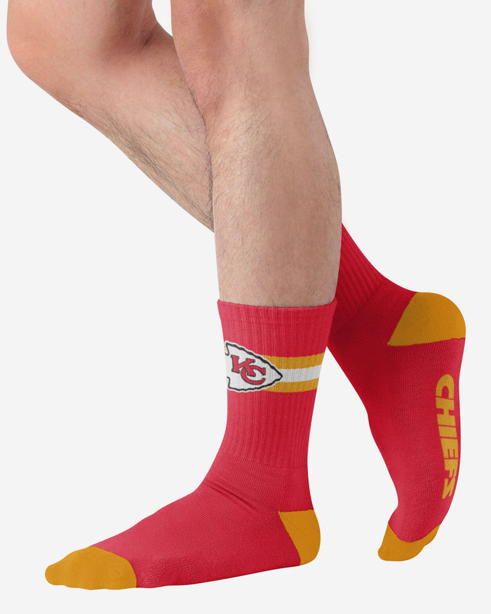 Kansas City Chiefs Team Stripe Crew Socks FOCO - FOCO.com