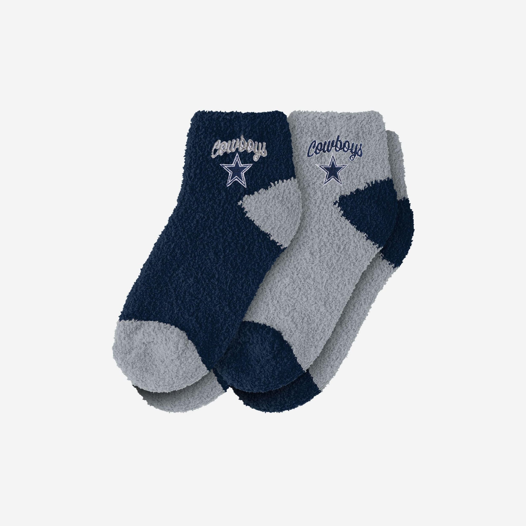Dallas Cowboys 2 Pack Womens Script Logo Fuzzy Ankle Socks FOCO
