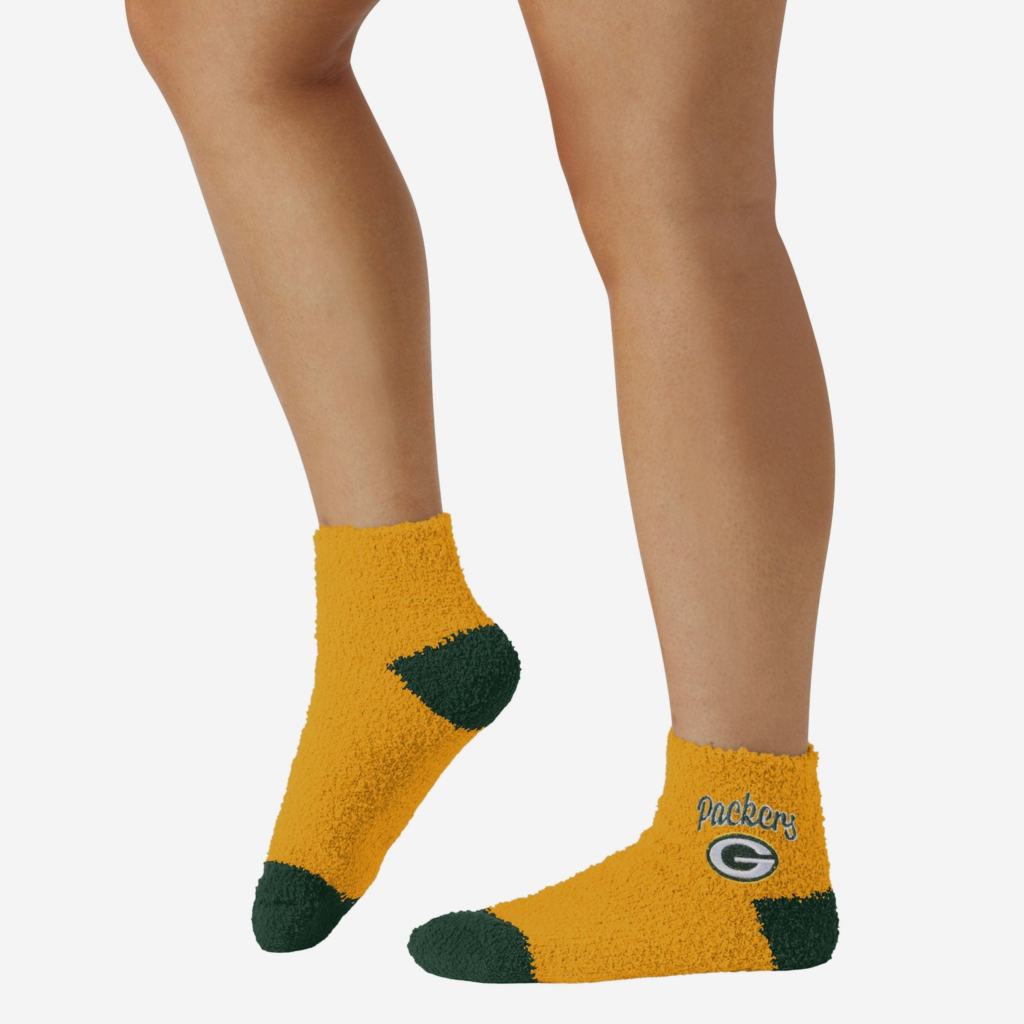Green Bay Packers 2 Pack Womens Script Logo Fuzzy Ankle Socks Green Bay Packers 2 Pack Womens Script Logo Fuzzy Ankle Socks