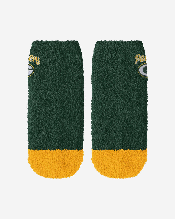 Green Bay Packers 2 Pack Womens Script Logo Fuzzy Ankle Socks FOCO