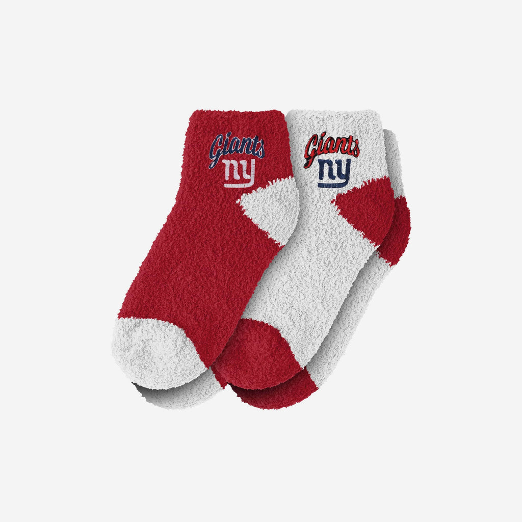 New York Giants 2 Pack Womens Script Logo Fuzzy Ankle Socks FOCO - FOCO.com