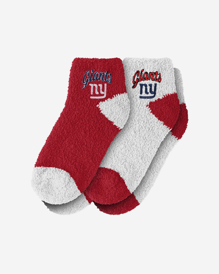New York Giants 2 Pack Womens Script Logo Fuzzy Ankle Socks FOCO - FOCO.com